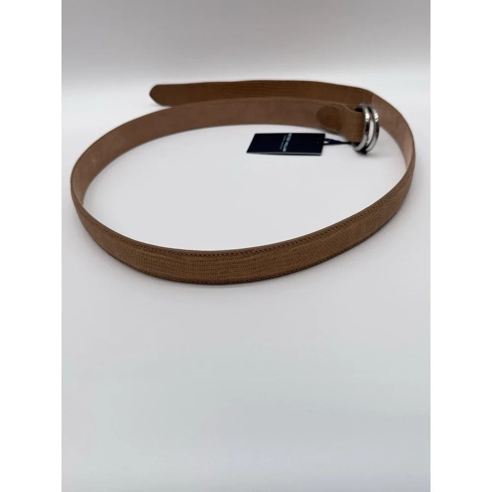 PETER  MILLAR Genuine Lizard Size 34 Crown Crafted Leather O-Ring Belt MSRP $395